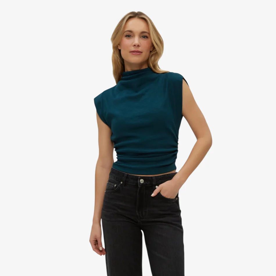 Amara Ribbed Power Shoulder Tee