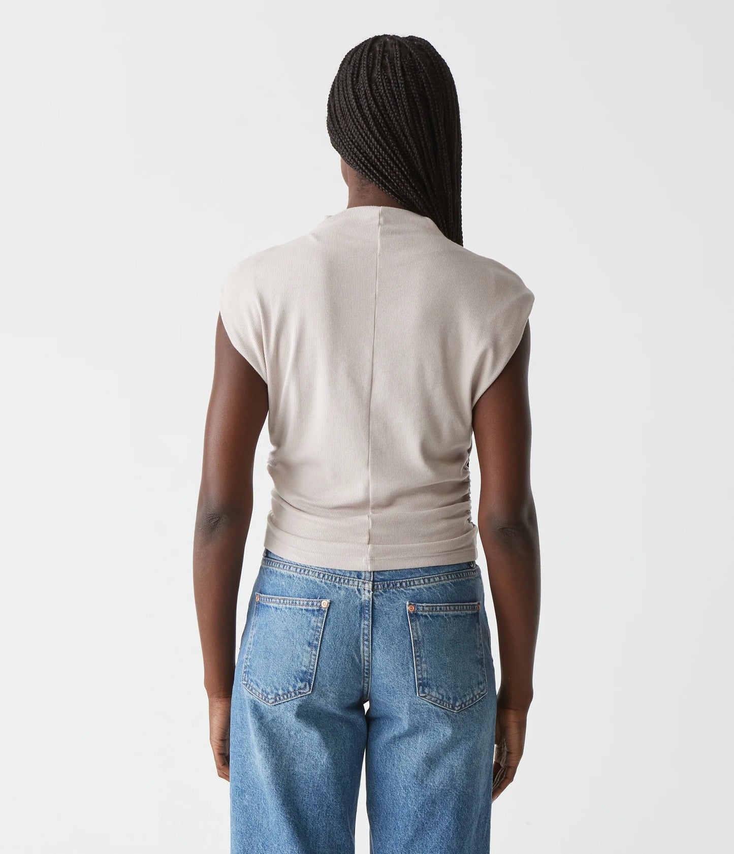 Amara Ribbed Power Shoulder Tee