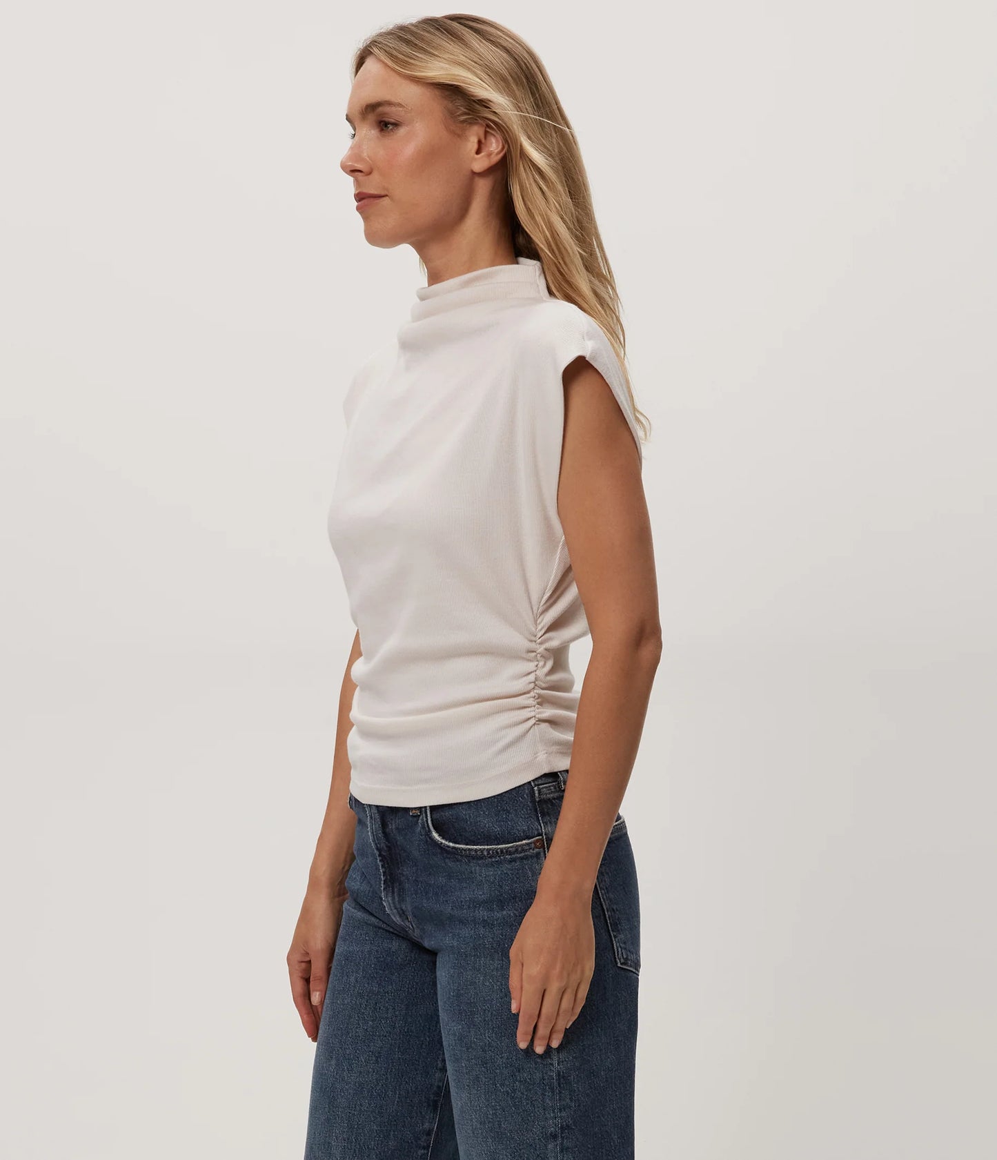 Amara Ribbed Power Shoulder Tee