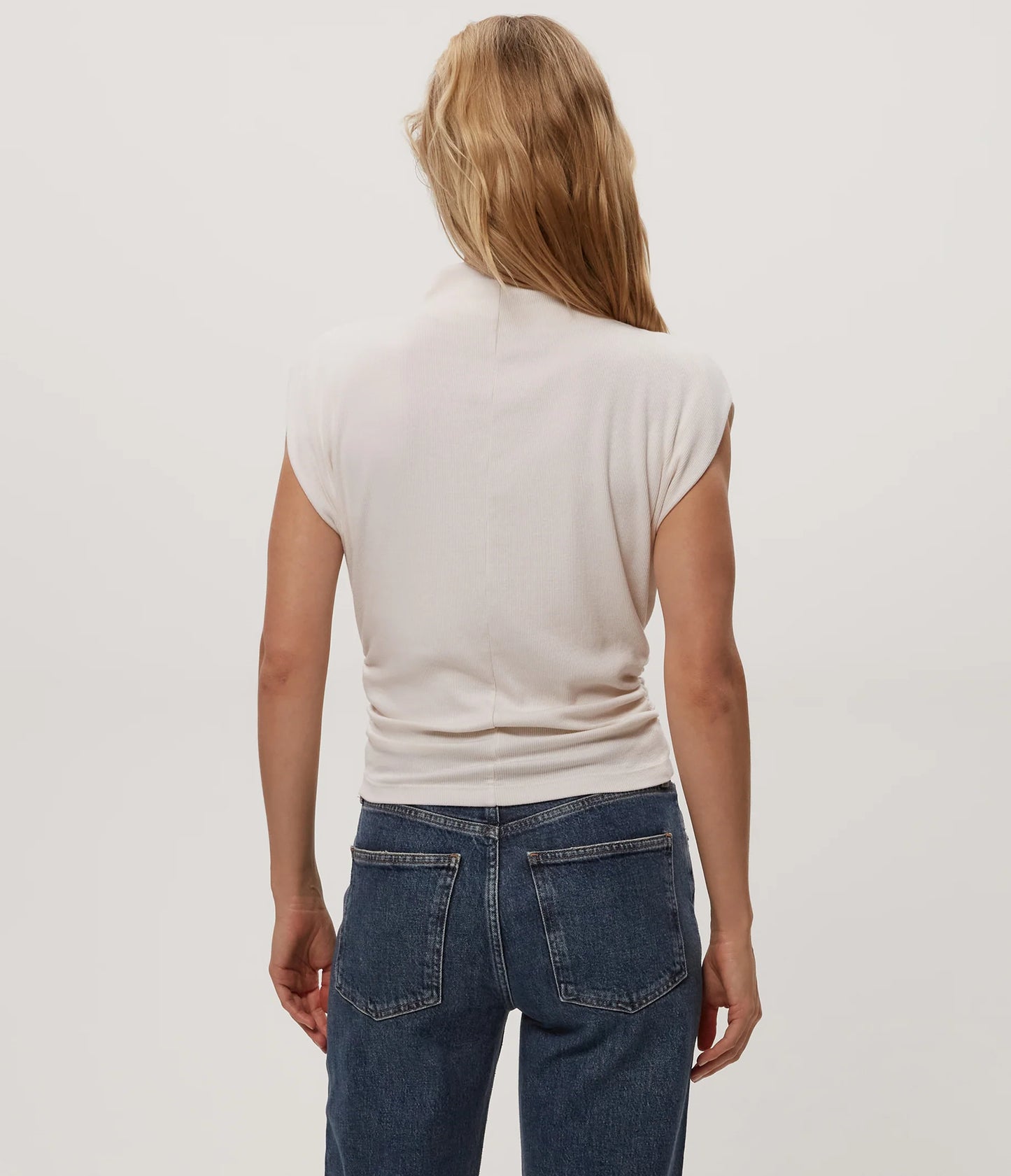Amara Ribbed Power Shoulder Tee
