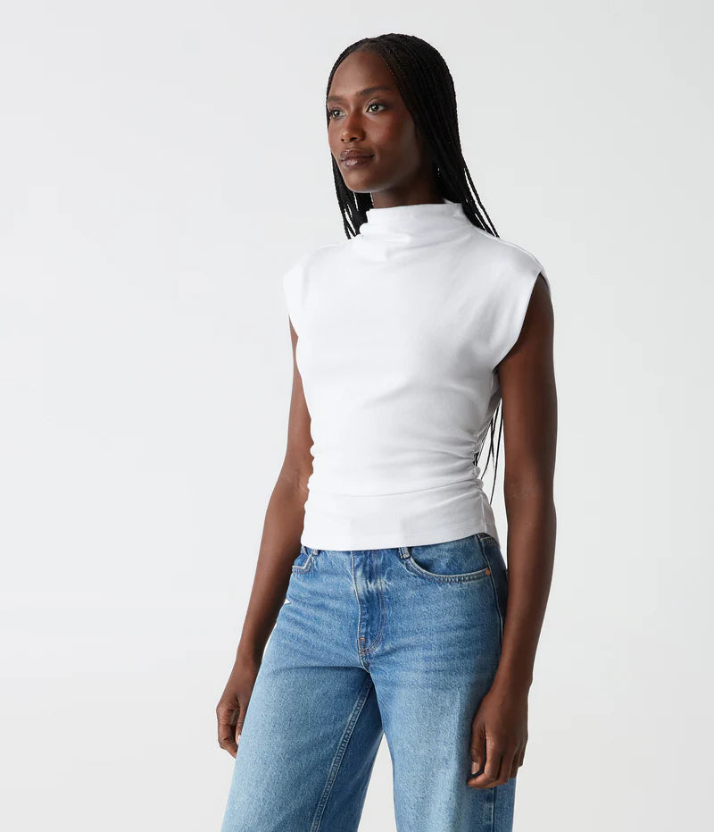Amara Ribbed Power Shoulder Tee