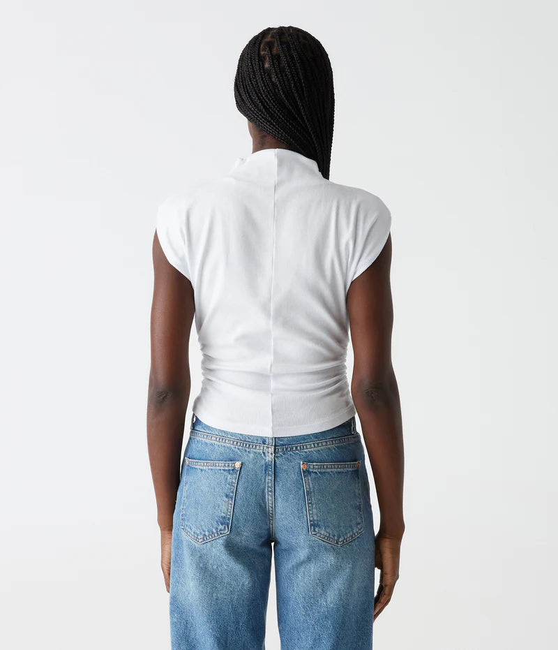 Amara Ribbed Power Shoulder Tee