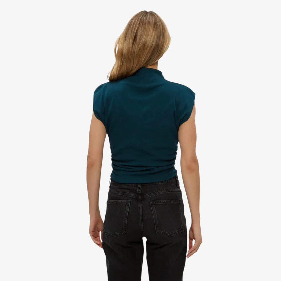 Amara Ribbed Power Shoulder Tee