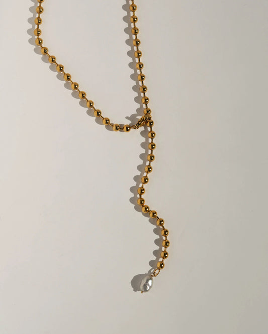 Kozakh Multi Purpose Ball Chain necklace in gold, flat lay