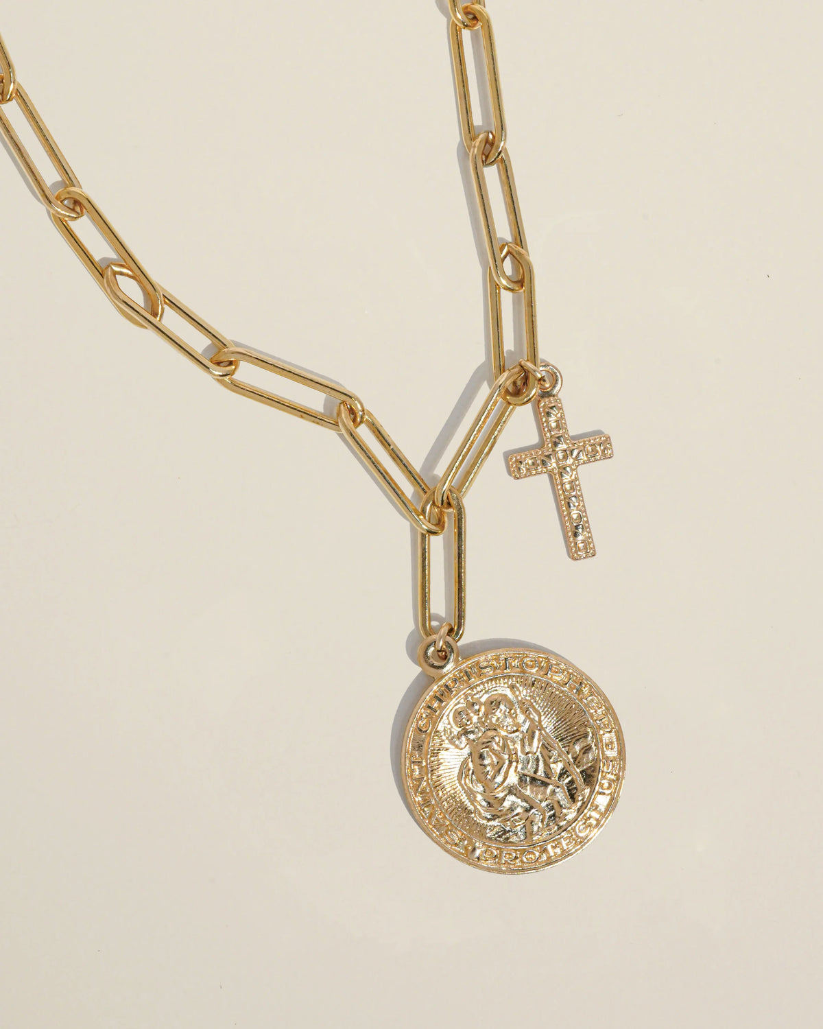 Saint Christopher w/ Cross Necklace