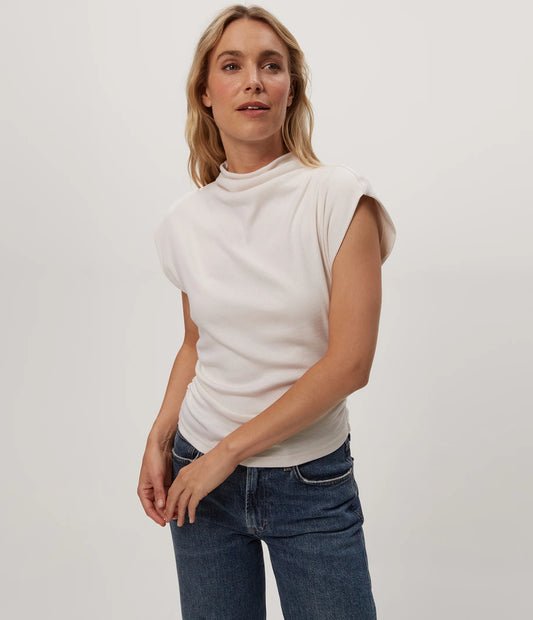 Amara Ribbed Power Shoulder Tee