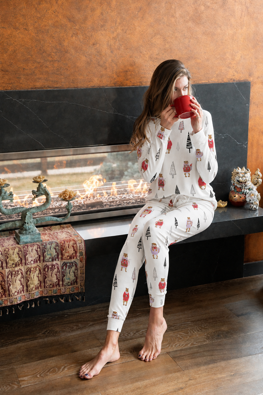 Aspen Dream Cozy Long Pajama Set in Winter Creatures