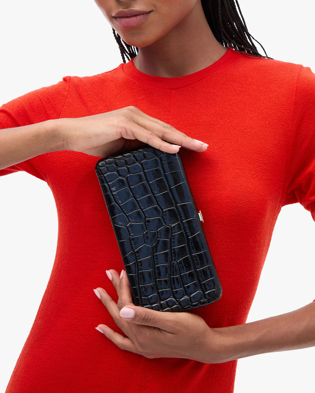 Clare V Le Tabac clutch in black Congo Croc