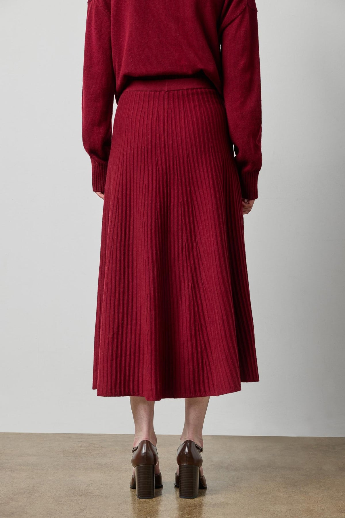 Knit Flared Skirt in Wineberry